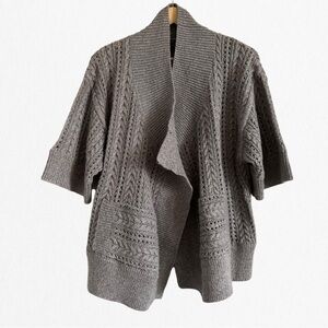Splendid Women’s Grey Cable Knit Wool Blend Short Sleeve Cardigan Small